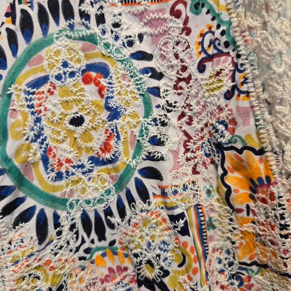 Democracy Floral Embroidered Kimono Knit Medium Open Front Bohemian - Picture 4 of 6